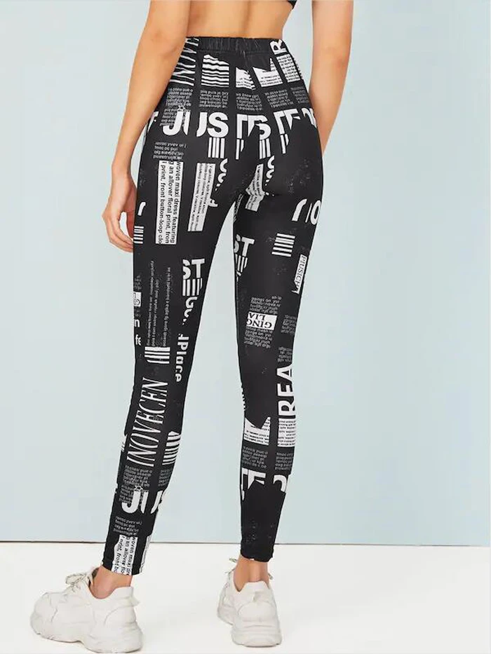 Модные эластичные женские штаны для йоги с надписью леггинсы коррекции