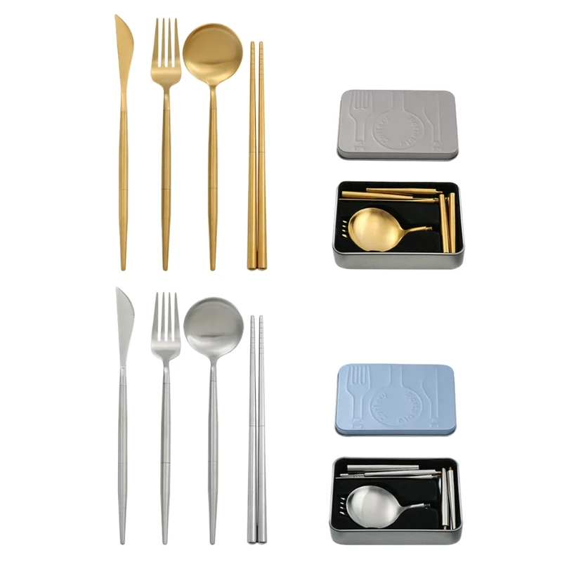 

Stainless Steel Travel Cutlery Set, Reusable Chopsticks with Case for Camping, Picnic Pocket Sized Flatware Set