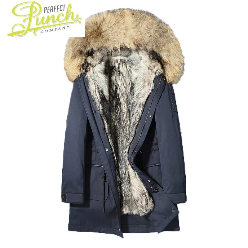 Натуральный зимняя куртка волк вкладыш Парка мужская одежда 2021 енота меховой