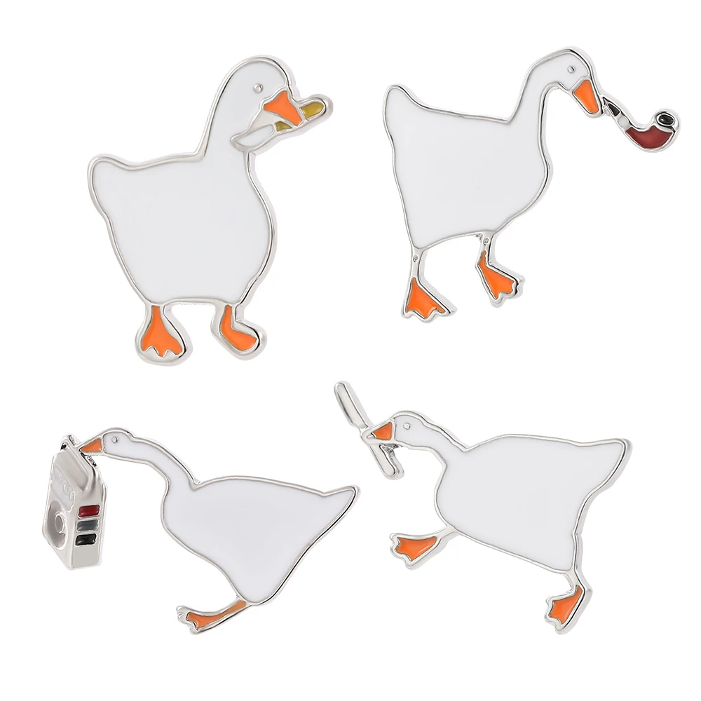 Эмалированная брошь в форме гусиного динозавра из металлического сплава |