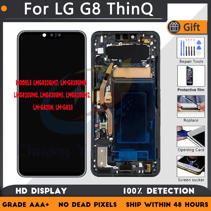 

For LG G8 ThinQ LMG820QM7 820UMB 820N LM-G820 LM-G850 LCD screen assembly with front case touch glass,With repair parts