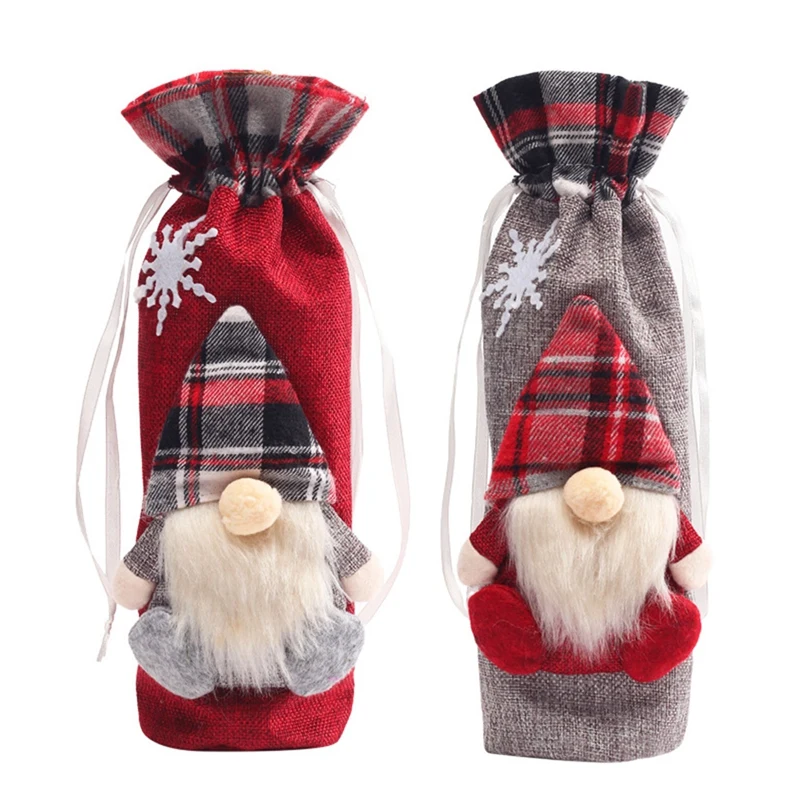 

Wine Bottle Covers Home Kitchen Tables New Year Xmas Party Dinner Decor Forester Doll Bottle Bag Bar Restaurant Decor