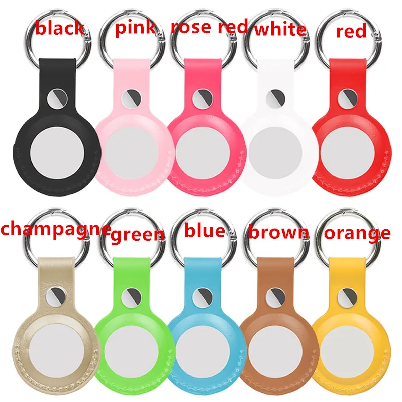 

1pcs Leather Protective Cover For Airtag Keychain Holder Bag Wallet Anti-lost Device Protect Shell Carry Air Tag Case Multicolor