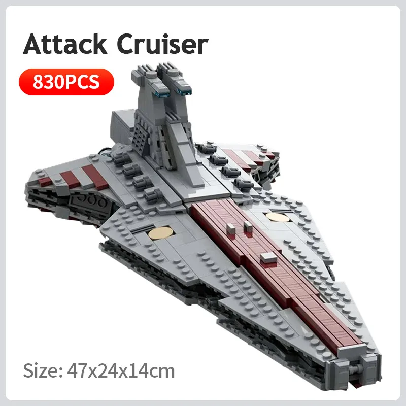 

Star Series Wars Venator Republic Attack Cruiser Model MOC Building Blocks DIY 830PCS Bricks Toys Educational Xmas Gift For Kids