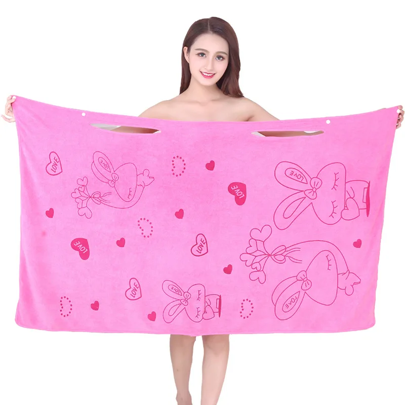 

Fiber Bath Skirt Suspender With Two Holes Adult Can Wear Bath Towel Bath Skirt Cartoon Printing