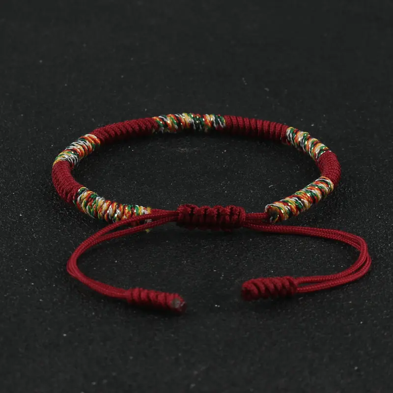 Браслет на удачу ручной работы тибетский буддизм красочная нить плетеная