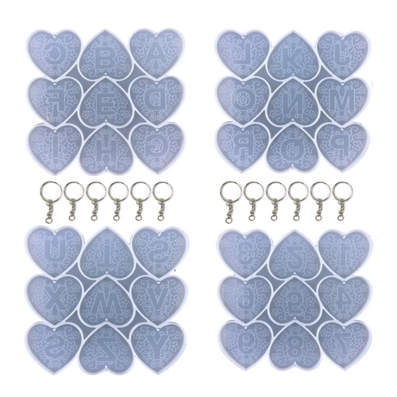 

Shiny Heart-shaped Number Keychain Mould Silicone Epoxy Resin Molds DIY Necklace Jewelry Making Keychain Decoration