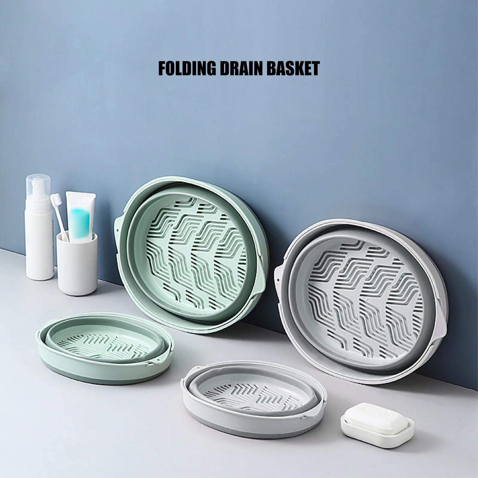 

Food Drainer Foldable Kitchen Draining Organzier Foldable Strain Basket Multi-Use Fruit Vegetable Drainer For Kitchen