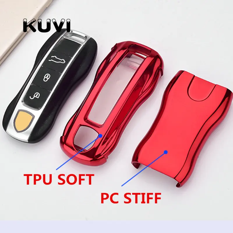 PC + TPU чехол для ключа автомобиля Porsche Cayenne Macan 911 Boxster Cayman Panamera key case Аксессуары