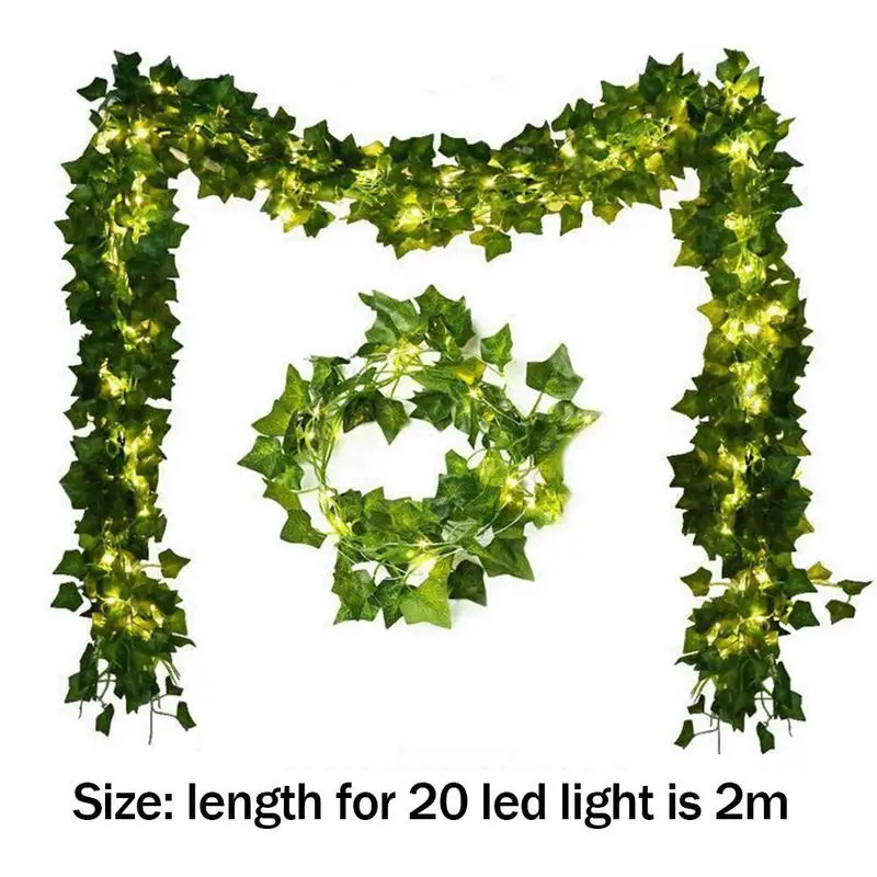 

2m 20 Led Ivy String Light Home Christmas Tree Decoration Maple Leaf Rattan Parthenocissus Grape Evergreen Vine Copper Wire Lamp