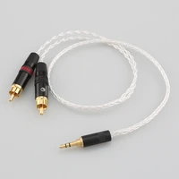 new audiocrast 3 5mm stereo to 2 rca male audio adapter cable 8 cores 7n occ copper silver plated audio cable