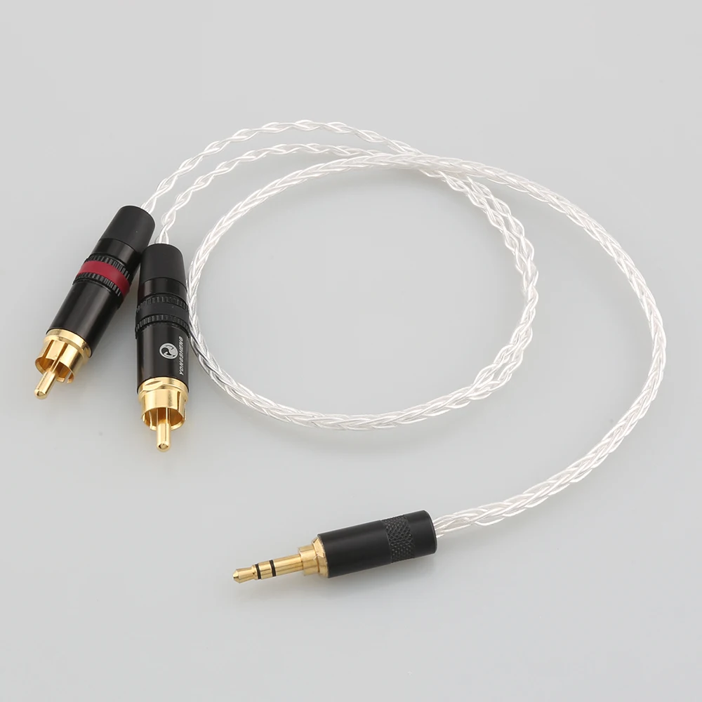 Новый аудио кабель Audiocrast 3 5 мм стерео к 2 RCA папа 8-ядерный 7N OCC медный посеребренный