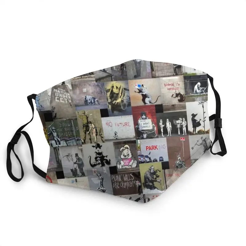 

Banksy английская уличная искусство Регулируемая Маска для лица унисекс граффити пылезащитный чехол респиратор для рта маска