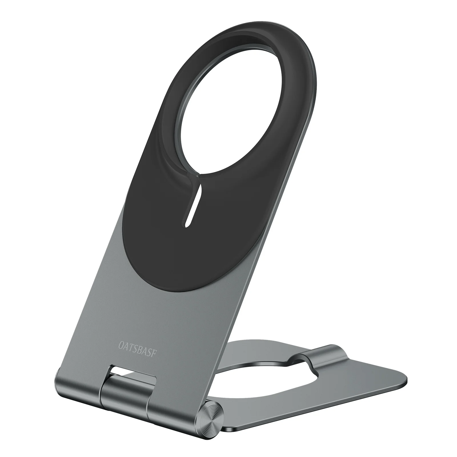 oatsbasf aluminum desktop phone stand holder for iphone 12 13 pro max adjustable magnetic wireless charging foldable phone mount free global shipping