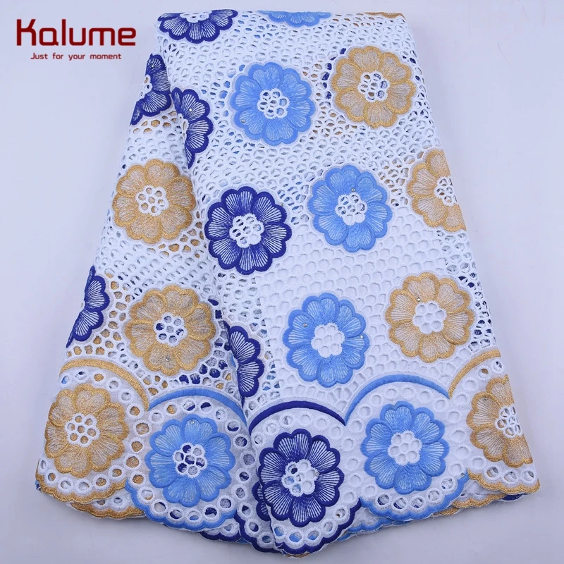 Новейшая африканская кружевная ткань Kalume с вышивкой 100% хлопок камнями для