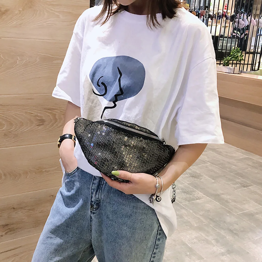 Женская и Мужская поясная сумка модная на пояс Сетчатая Сумка маленькая шикарная
