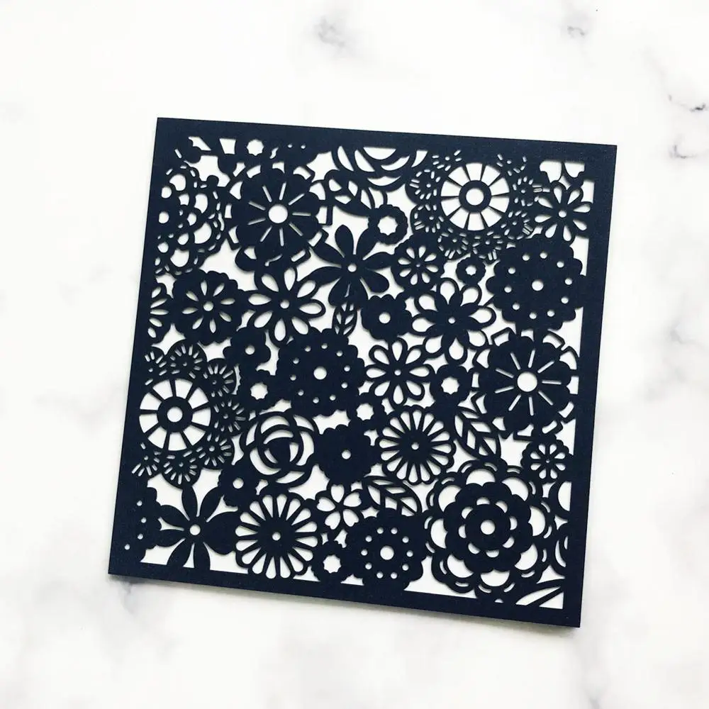 50 шт./лот Свадебная пригласительная открытка ажурная Цветочная свадебная для