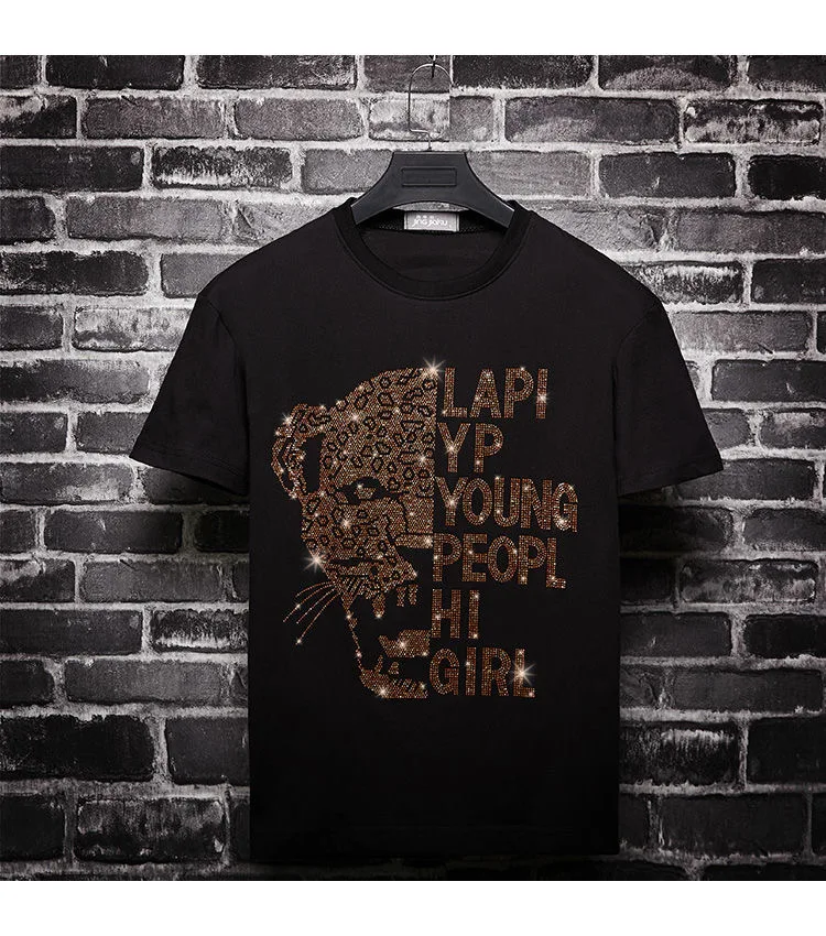 

Indians Rhinestones T Shirts Men Brand Short Sleeve Fashion Man Streetwear O Neck Slim Modal Cotton Tshirts Plus Size