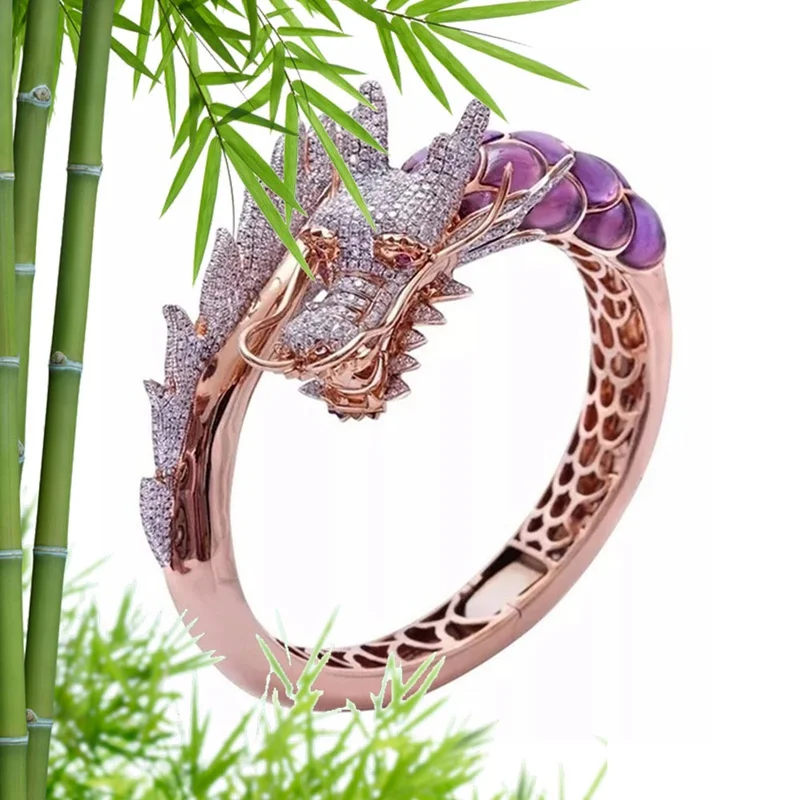 Мужское кольцо в стиле ретро виде когтя дракона из нержавеющей стали с фианитами