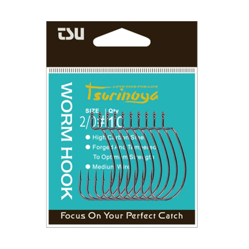 

TSURINOYA High Carbon Steel Fishing Hooks 2# 1# 1/0# 2/0# Wide Abdomen Crank Hook for Jig Head Worm Lures Soft Bait Accessories
