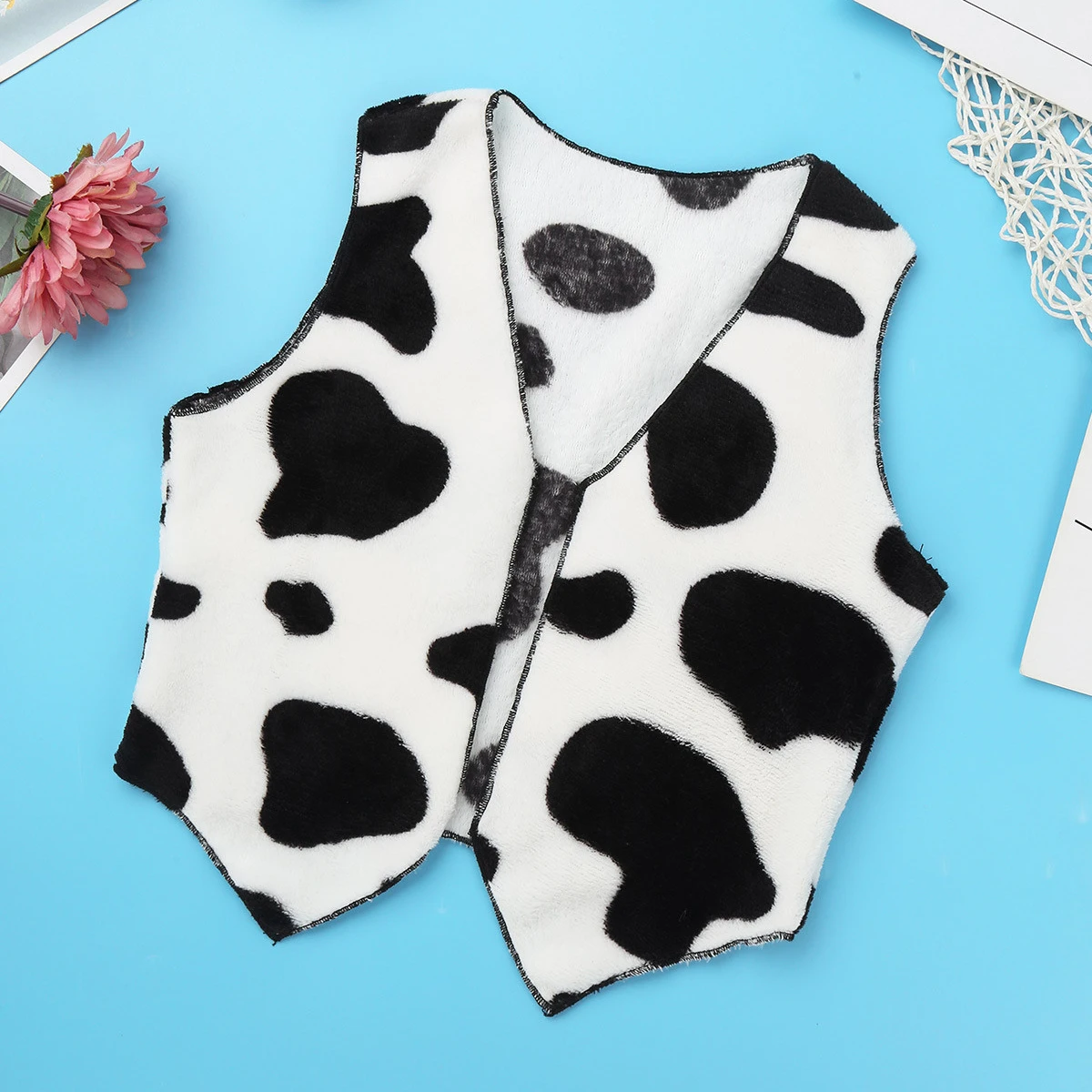 Фланелевый жилет для маленьких девочек осенний модный с рисунком коровы детская