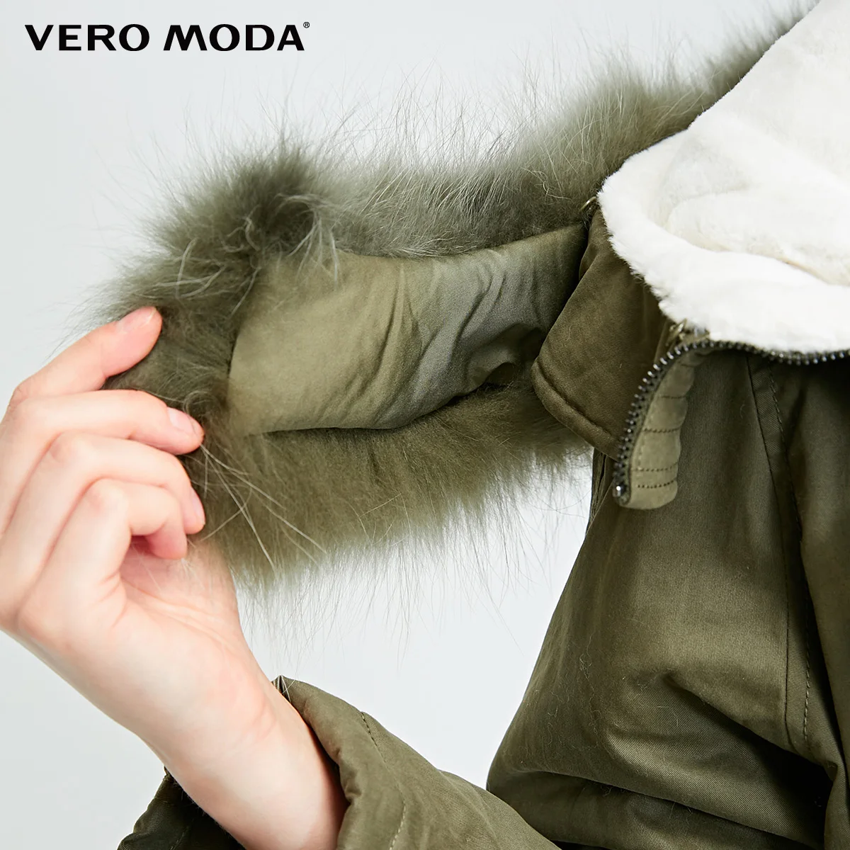 Vero Moda Съемный меховой воротник из енота зимним хлопковым жакетом куртка женская |
