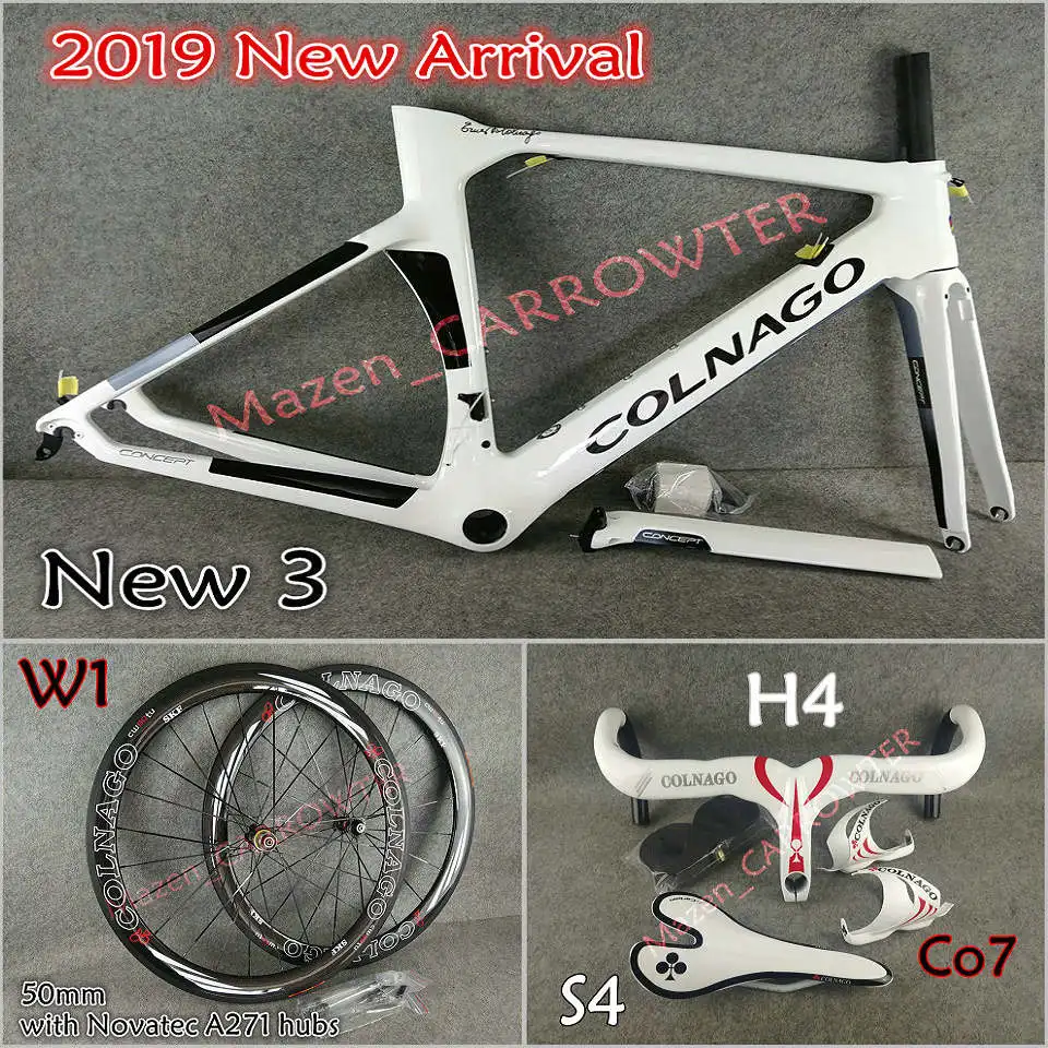 Package for sale NJWH Белый Черный Colnago концепция карбоновые шоссейные рамы руль седло бутылки клетки 50 мм карбоновые колеса A271 ступицы - Цвет: Package for sale