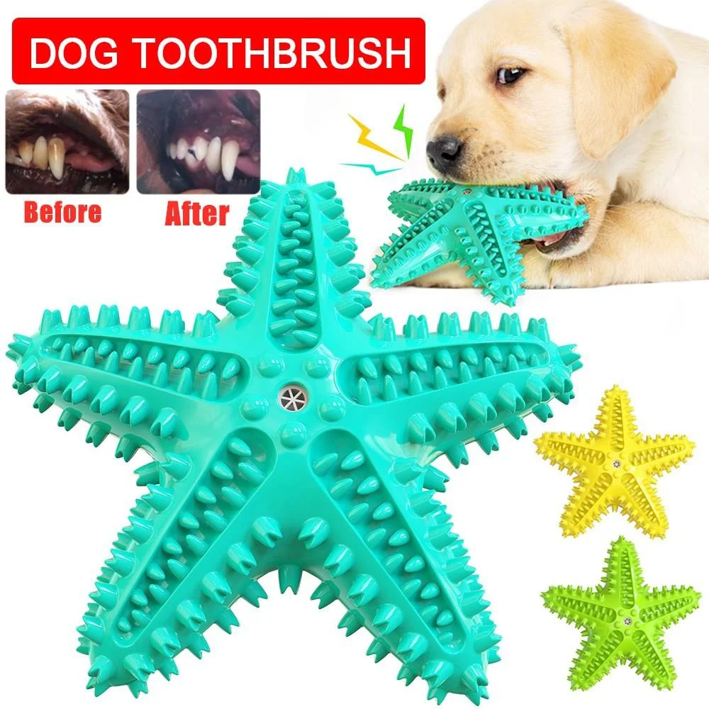 

Starfish Dog Squeaky chew Toy Dog Toothbrush Tooth Cleaning Toy Vocal pet Dog Dental Toy Rubber Leak Molar Training Supplies
