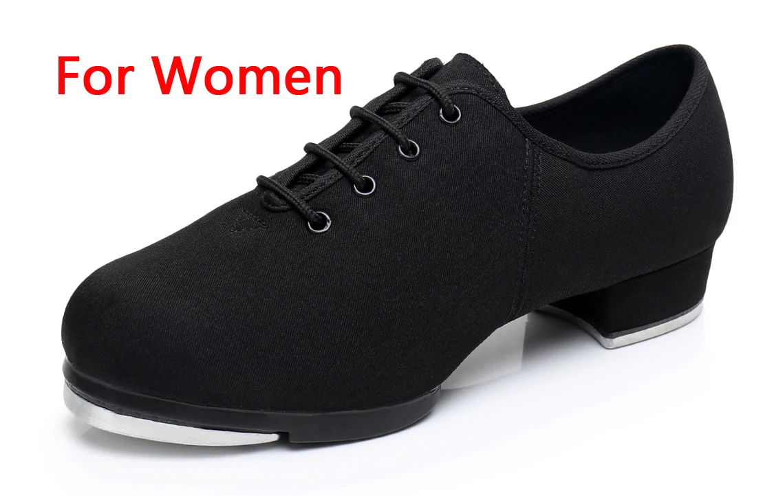 Black For Women Классическая Тканевая обувь для мужчин и женщин, засоряющая обувь со шнуровкой на среднем каблуке, алюминиевая подошва, джазовая засоряющая обувь, размер EU34-EU45 - Цвет: Black For Women