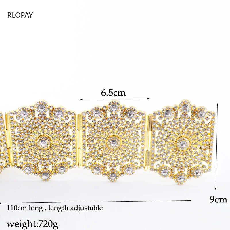 Luxury Shining Gold Moroccan Wedding Belt Full Stone Women Waist Chains for Gown Metal Bridal Dress with | Свадьбы и торжества
