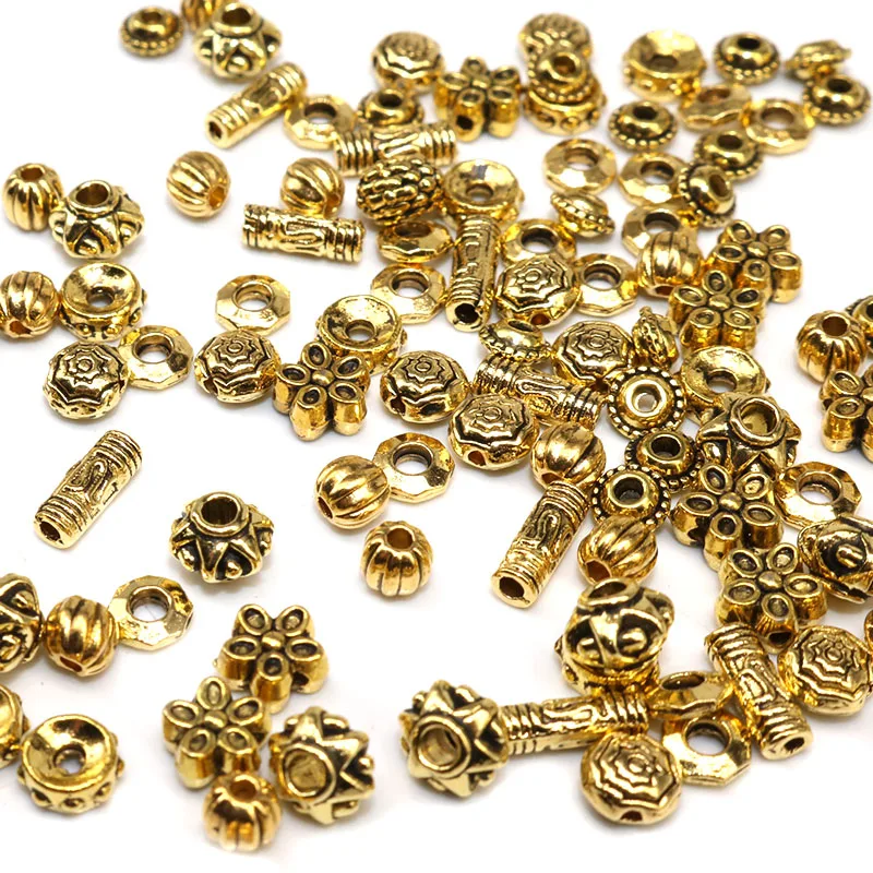 100 шт. металлические тибетские бусины винтажные серебряные трубки из цинкового