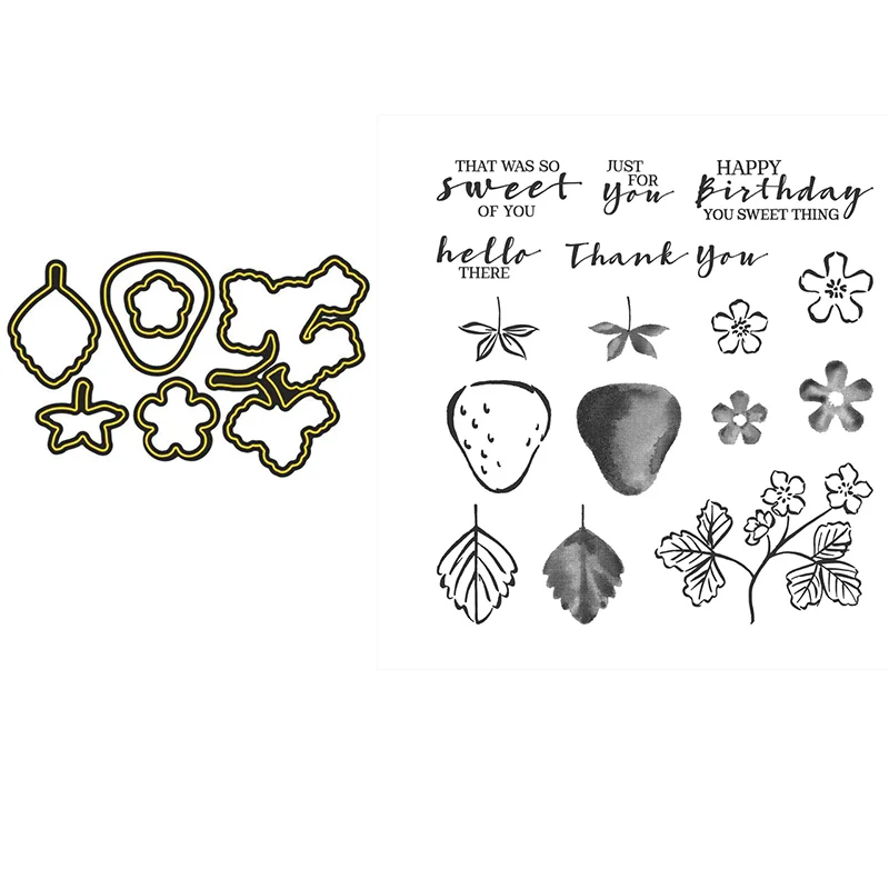 

Clear Stamps And Cutting Dies Sweet Strawberry Photopolymer Leaves Flower For DIY Scrapbook Photo Album Craft Card 2021 New