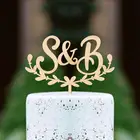 Изготовленный На Заказ Топпер для свадебного торта с инициалами мистер и миссис, венок, топпер для торта с деревянными буквами, топпер для торта, персонализированный декор для годовщины вечерние НКИ