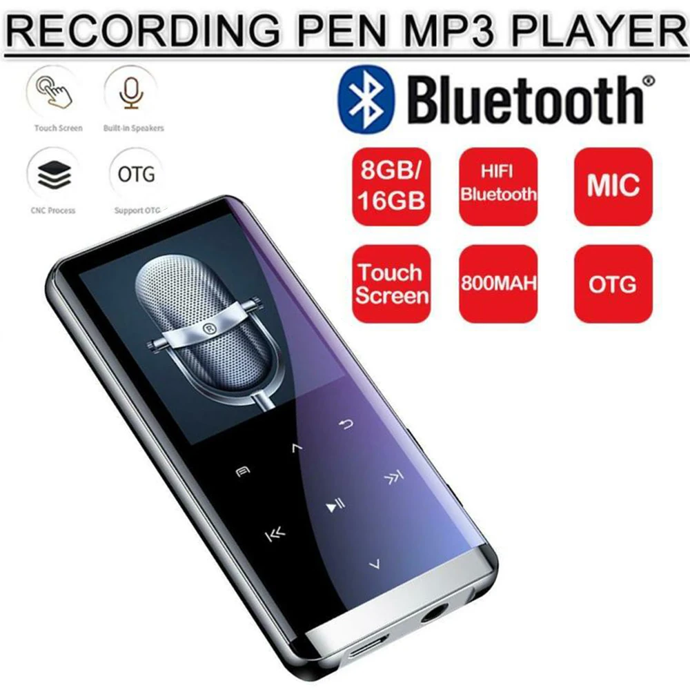 OLED дисплей MP3 плеер без потерь HIFI MP4 Bluetooth музыка запись голоса 800 мАч