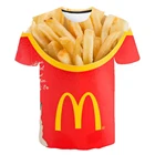 Новинка 2021, забавная футболка с 3D принтом вкусных французских фригестов для мужчин и женщин, летняя футболка с принтом в виде странных вещей, футболки