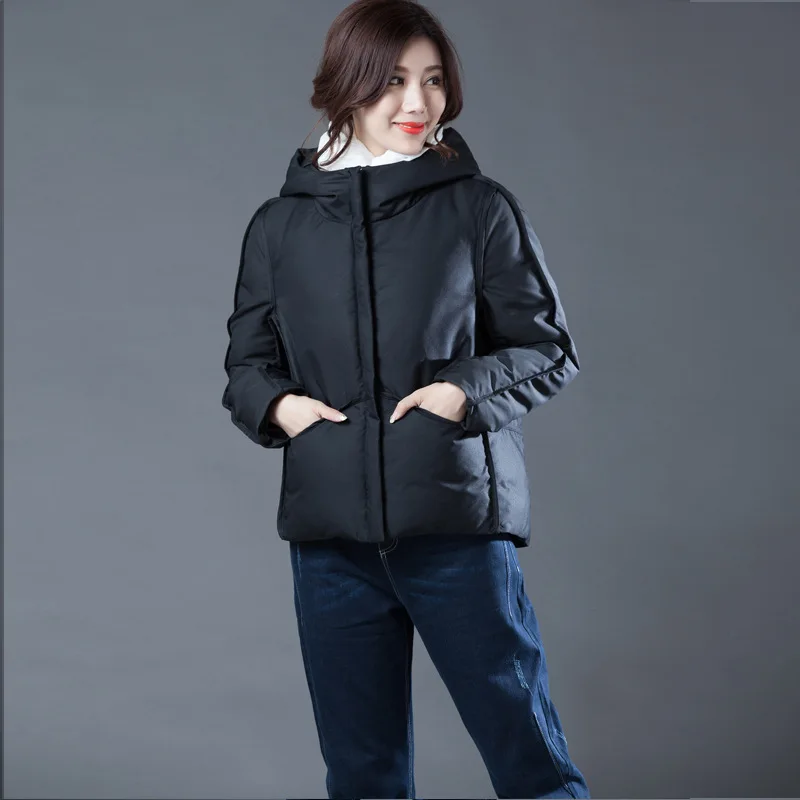 2019 зимняя новая стильная куртка на белом утином пуху короткая модная стройнящая