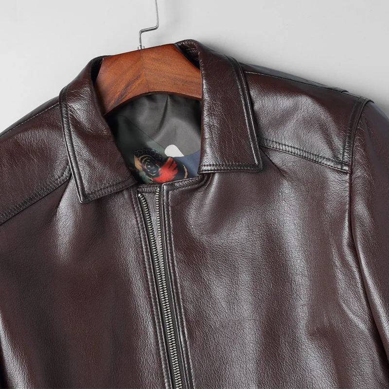 Мужская кожаная куртка из козьей шкуры короткие кожаные куртки в Корейском стиле