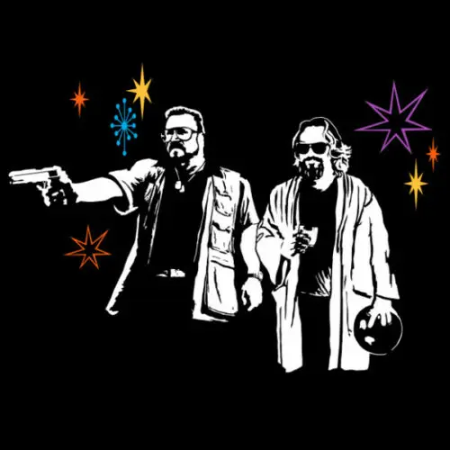 

Dude Fiction The Big Lebowski Parody Pulp Fiction Black T-Shirt Mia Wallace