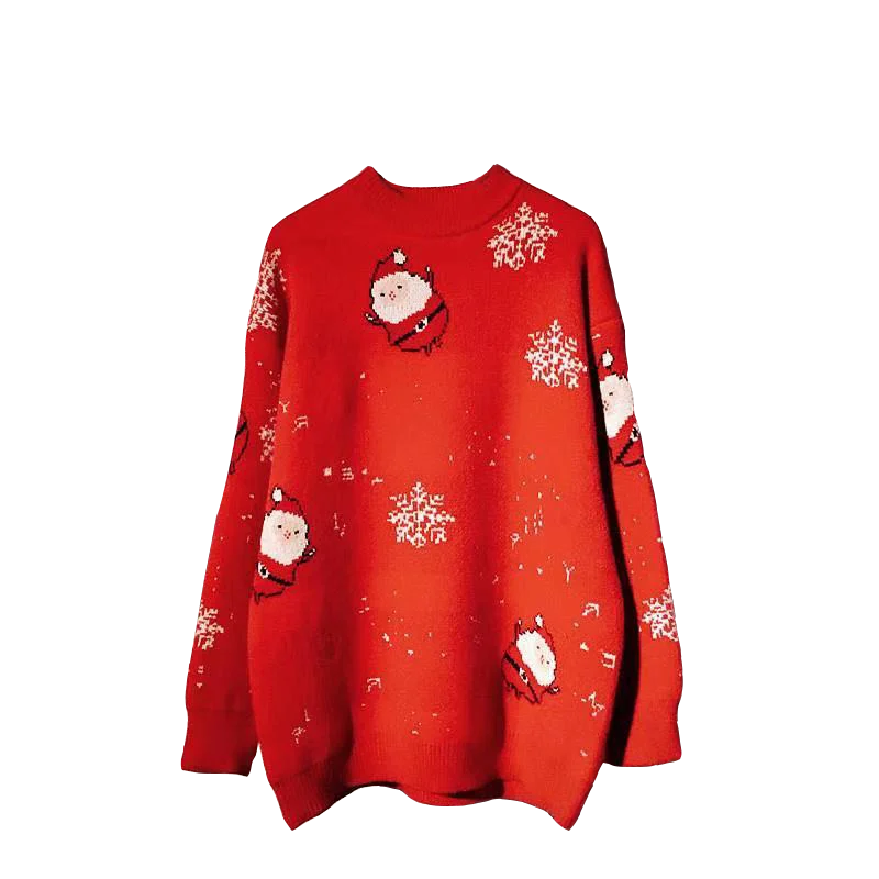 

CESIUM Christmas O-neck Sweater Women Knit Autumn Couple Sweaters Original Home Outerwear women's Casual Black Red Sweater