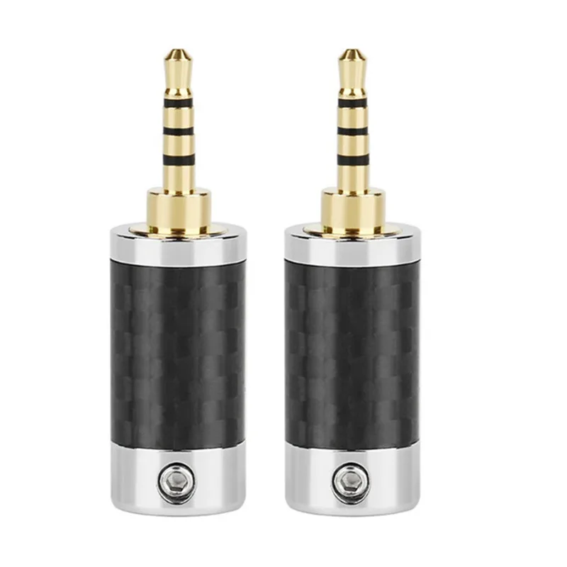 

2.5 mm Jack Headphone Plug 4 Pin 2.5mm TRRS Connector Carbon Fiber Audio Adapter Male For Soldering 6.2mm Earphone Cable
