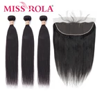 Мисс Рола волос предварительно Цветной бразильские волосы 3 пряди с кружевом пряди волос на заколках Реми прямые волосы пряди 100% Пряди человеческих волос для наращивания
