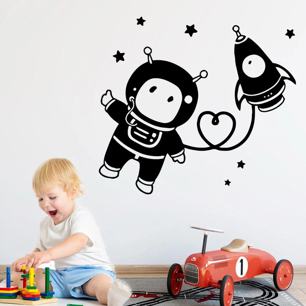 Детские наклейки на стену космонавта самоклеющиеся обои виниловые съемные