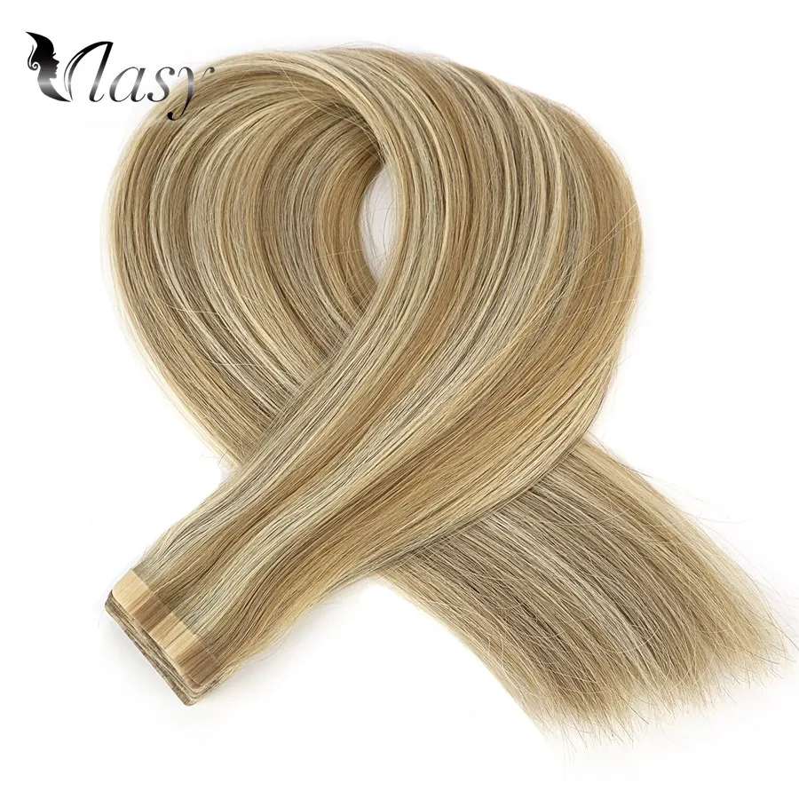 Vlasy 16 ''20'' 24 ''Волосы Remy на ленте для наращивания, цвет пианино, прямые волосы с двойным нарисованным плетением, клейкая лента для наращивания