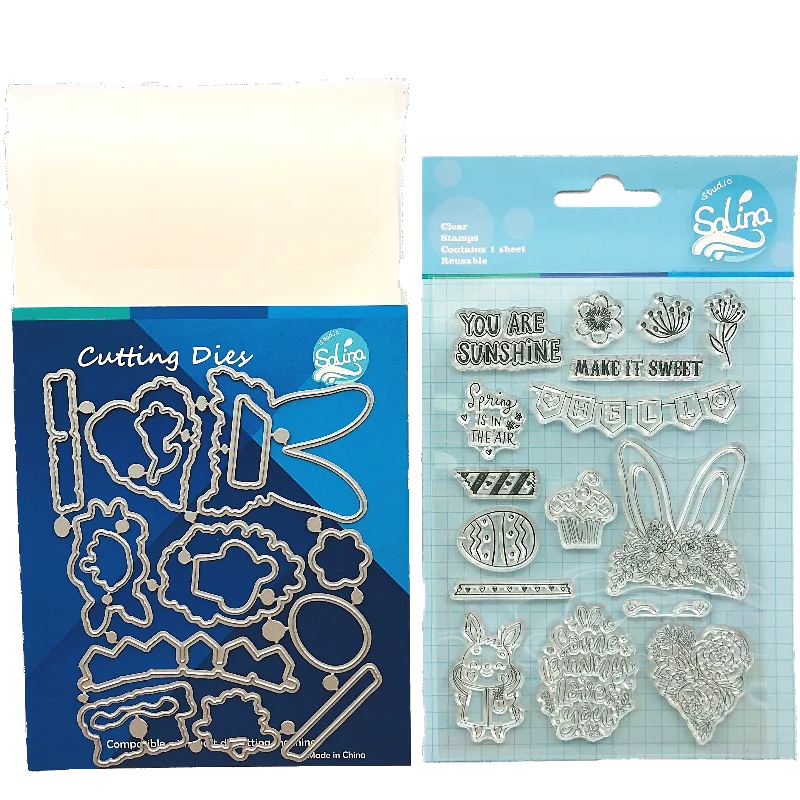 

SS Creativity Easter Spring Rabbit Clear Stamps With Cut Dies for DIY Scrapbooking New 2022 Seals Transparent Silicone Embossing