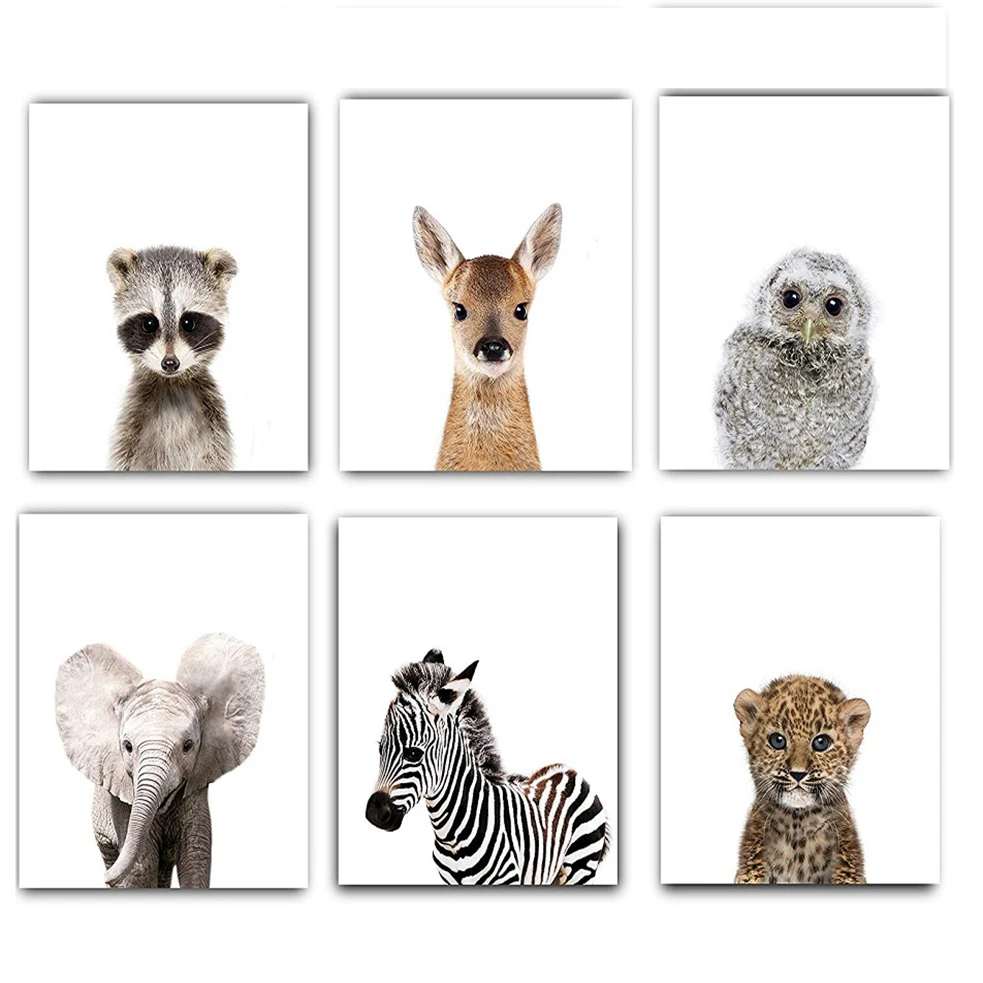 Сафари Для Животные Холст плакат для детской лев тигр настенный художественный