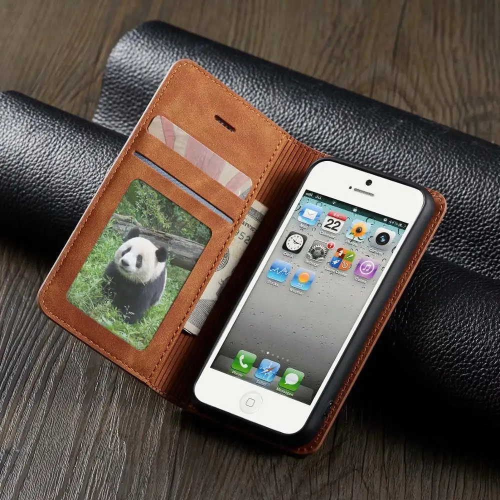 Деловой кожаный флип-чехол для iPhone SE 5, 5S, 6, 7, 8 Plus, X, XS, XR, 11 Pro Max, мягкий силиконовый чехол из ТПУ, держатель для карт, кошелек, чехол