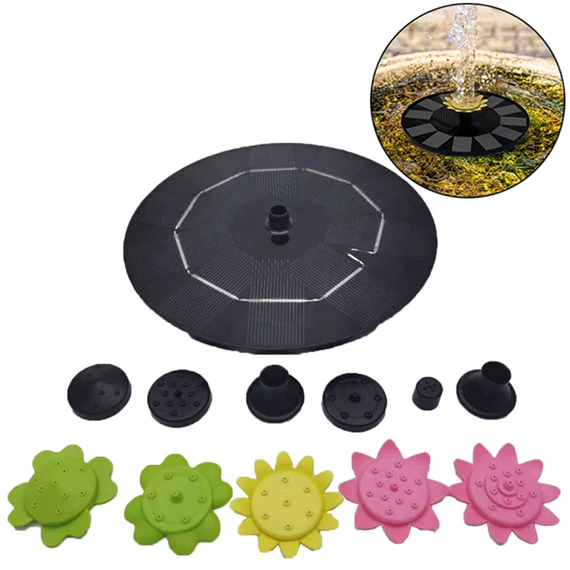 

Small Solar Powered Water Fountain with 10pcs nozzle heads Upgraded Leaf Fountain Smart Outdoor Garden Courtyard Decor 16cm New