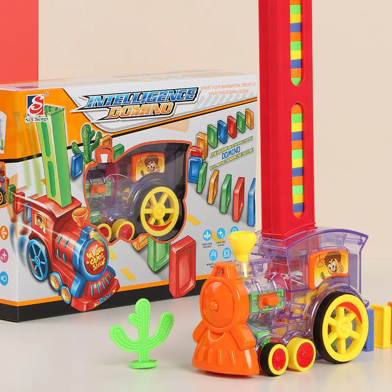 

Electric Dominos Train Kit Automatical Set Up Building Block Colorful Brick Light Toy Car Game Children DIY Educational Toy Gift