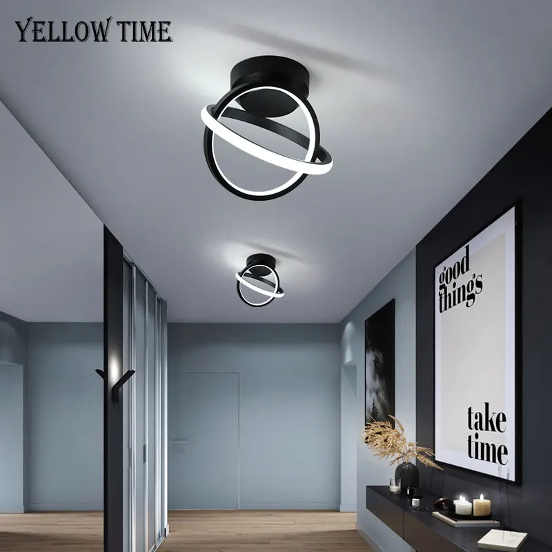 Lámpara de araña LED para pasillo, accesorios de iluminación para sala de estar, dormitorio, cocina, vestíbulo, hogar, color blanco y negro