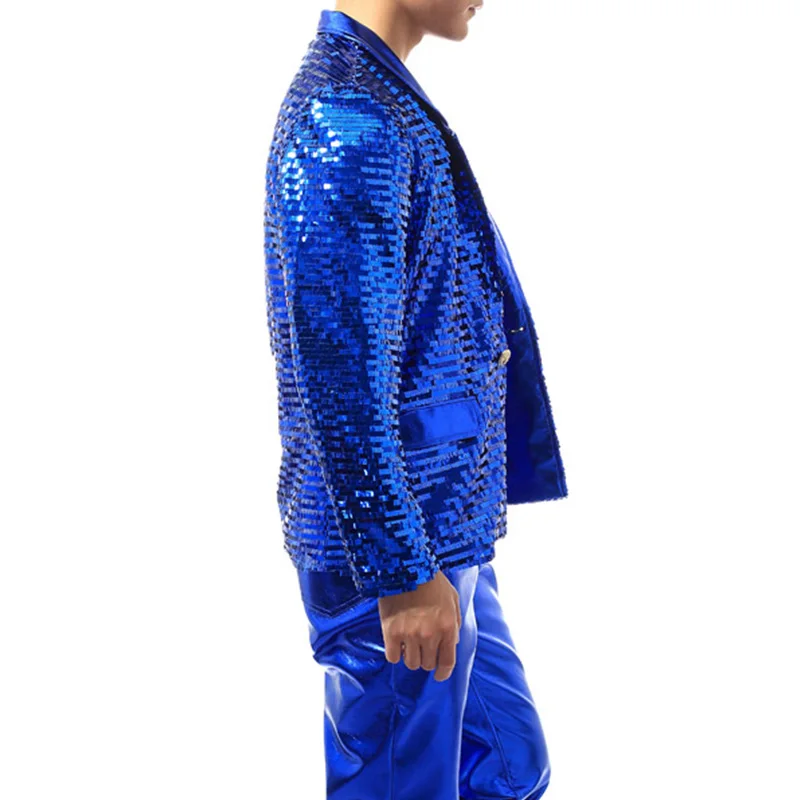Ночной клуб костюм певица синий с пайетками рейв одежда фестиваль наряд DS Dj